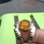 A lovely silver and gold ring with Amber stone Image 3