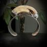 Reclaimed Wild Boar Tusk soldered to a handcrafted 925 silver cuff bracelet Tribal Jewelry Image 2