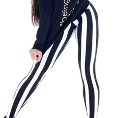 Black White Stripe Ruched bum Leggings, size 10