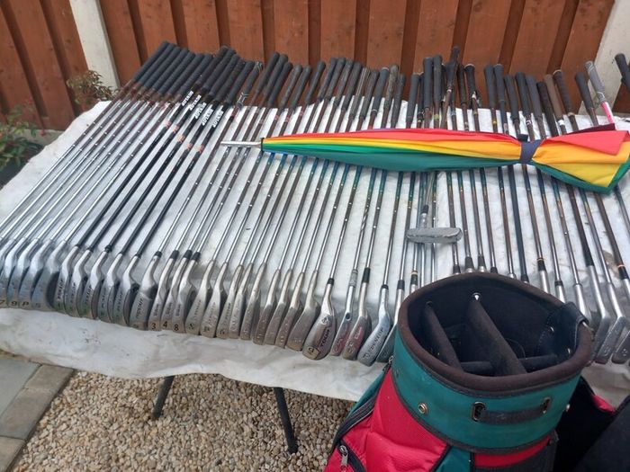 A selection of Golf clubs. Right handed clubs