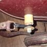 Antique Burgundy Doll's Pram, Manufactured by Walker around the 1940s, It features a Coach-Built Style Carriage with distinctive Wire-Spoke Wheels and Hard Rubber Tires Collection Only Image 8