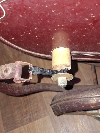 Antique Burgundy Doll's Pram, Manufactured by Walker around the 1940s, It features a Coach-Built Style Carriage with distinctive Wire-Spoke Wheels and Hard Rubber Tires Collection Only