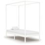 Canopy Bed Frame White Solid Pine Wood 90x200 cm Image 2