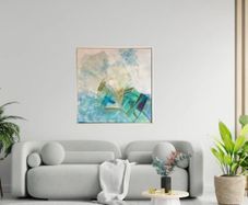 XL Original painting warm Neutral With green original art Dublin Large Abstract Painting Irish Art DIY Renovation Extension
