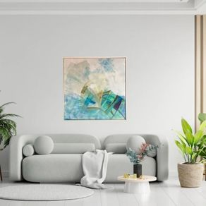 XL Original painting warm Neutral With green original art Dublin Large Abstract Painting Irish Art DIY Renovation Extension
