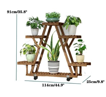 BRAND NEW Wooden Flower Rack 114x25x91cm Plant Stand Multi Flower Stand Shelves Bonsai Display Shelf for Yard Garden Patio Balcony 4 Tiers