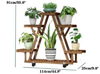 BRAND NEW Wooden Flower Rack 114x25x91cm Plant Stand Multi Flower Stand Shelves Bonsai Display Shelf for Yard Garden Patio Balcony 4 Tiers