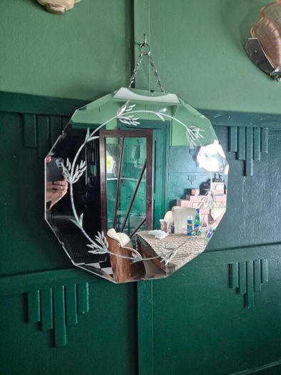 Art Deco original 1920s Mirror vintage French Art Deco etched mirror