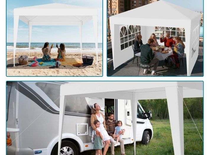 Waterproof 3x3m Gazebo White with 4 side walls