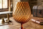Mid-Century Italian Amber Glass Balloon Vase