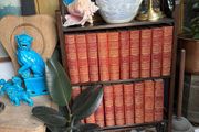 Antique Fitted Oak Bookcase &amp; Books