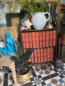 Antique Fitted Oak Bookcase & Books