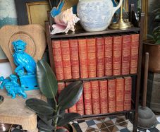 Antique Fitted Oak Bookcase & Books