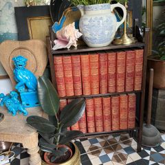 Antique Fitted Oak Bookcase & Books