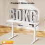 100 x 60 cm Standing Desk, Electric Height Adjustable Desk with 2 Hooks Image 3