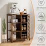 Walnut Bathroom Cabinet, Bamboo Floor Standing Side Storage Organizer with Door and 3 Open Shelves, Space Saving Kitchen Living Room Cupboard Image 5