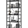 5 Tier Wood Bookshelf with Open Shelves, Rustic Standing Bookshelves, Metal Frame, Display Shelf for Living Room, Bedroom, Black Image 4