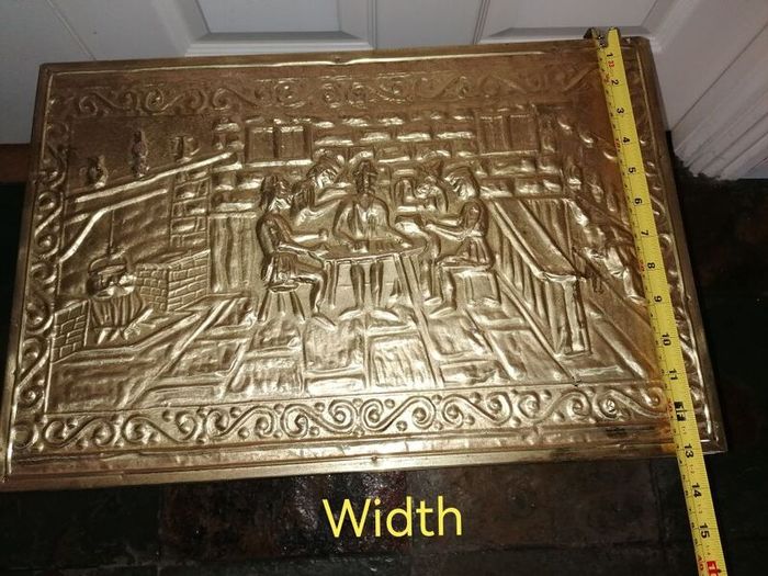 Vintage Brass on Wood Fireside Log & Turf Storage Box
