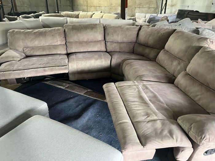 Beige manual recliner corner sofa set