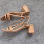 Never Worn. Primark Sand/Biscuit/Tan/Beige Block Heel Strappy Sandals. Size 4 Wide Fit. Image 4