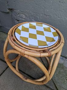 Vintage Rattan/Bamboo stool/side Table