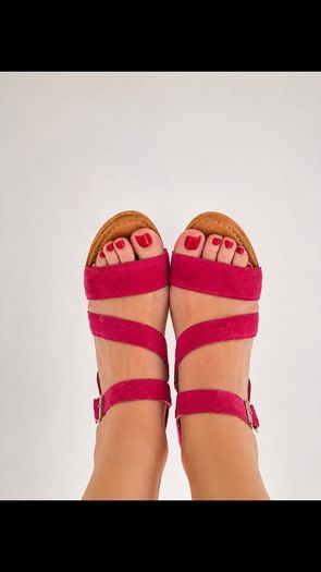 Pink suade leather wedges M&S