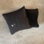 Two Black shaggy chenille cushions Image 3