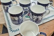 Set of 6 Balmoral willow pattern mugs