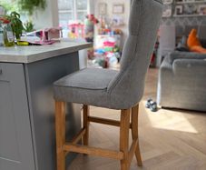 Four Grey Fabric Counter Bar Stool - Clara