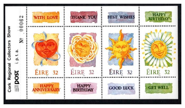 1994 Ireland Cork Regional Collectors Show overprint on HP 64 (booklet pane) Mint Never Hinged (MNH)