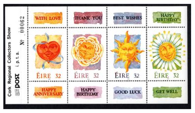 1994 Ireland Cork Regional Collectors Show overprint on HP 64 (booklet pane) Mint Never Hinged (MNH)
