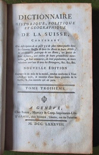 Rare Leather Antique book set. Dated 1788. Swiss and French. Dictonary