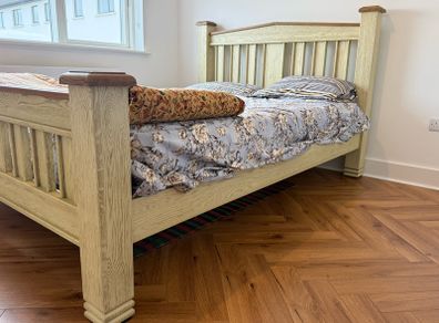 Lancaster Bed Frame | King | 5ft | Aged Grey/Oak