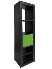 Ikea Kallax Black shelving unit with green cupboard door