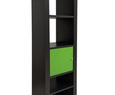 Ikea Kallax Black shelving unit with green cupboard door