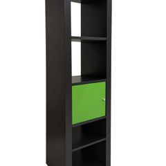 Ikea Kallax Black shelving unit with green cupboard door