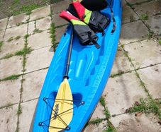 Kayak , wet suit and life jacket