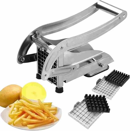 Stainless Steel Potato & French Fry Cutter 2- Blade Non-Slip Suction Base