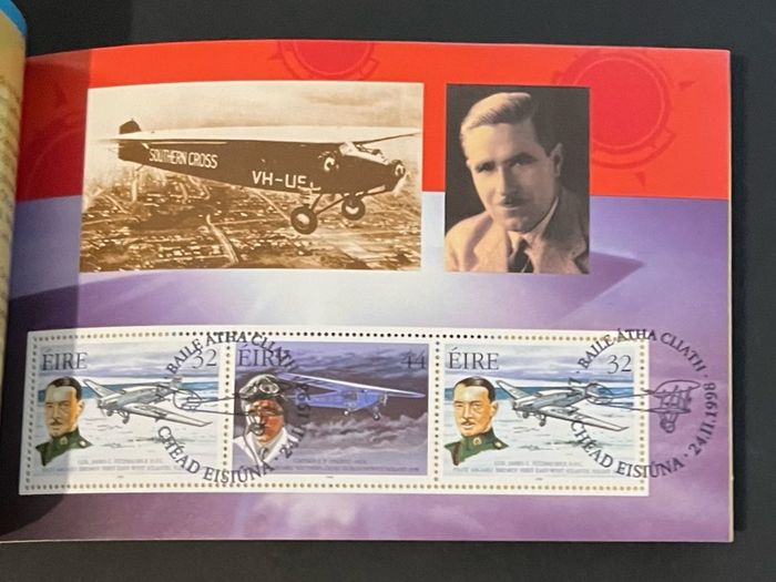 1998 Ireland Pioneers of Irish Aviation Commemorative Stamps Booklet with Dublin First Day of Issue Pictorial Cancel. Hibernian HB63