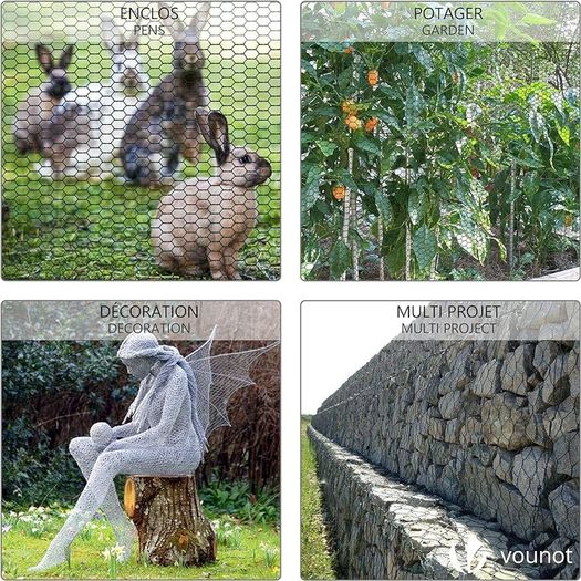 Chicken Wire Mesh Roll, PVC Coated Hexagonal Wire Mesh Fencing, Wire Poultry Netting, 1m x 25m, Hole Size: 25mm, Green