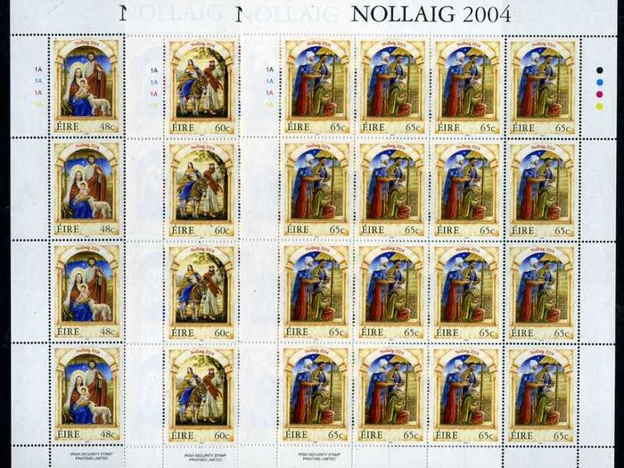 2004 Ireland Christmas Commemorative Stamps Sheetlet Plate 1A1A1A1A Mint Never Hinged (MNH)