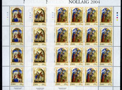 2004 Ireland Christmas Commemorative Stamps Sheetlet Plate 1A1A1A1A Mint Never Hinged (MNH)