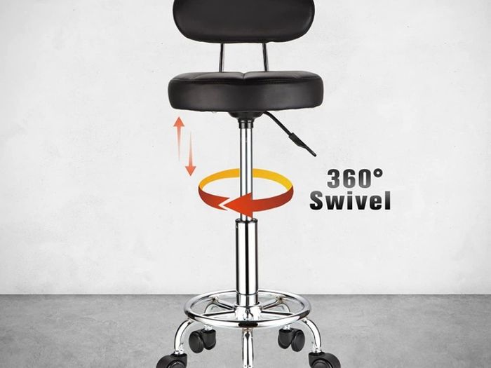 Swivel Stools with Wheels Height Adjustable Rolling Spa Stool Backrest (FREE POSTAGE)