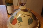 Stunning Large and Heavy Irish Studio  Pottery Hand-Potted and Hand-Painted Cheese Dome and Underplate By Ballydougan Pottery, Armagh, Northern Ireland, Apple Pattern, Excellent Condition