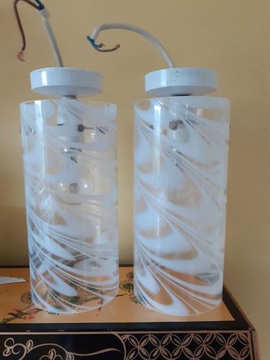 Pair glass ceiling lights