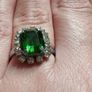 Beautiful silver tone ring with green stone. Image 5