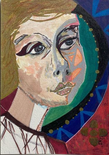 Original Art Figurative art Irish Art Harry Clarke inspired  Original Irish Art