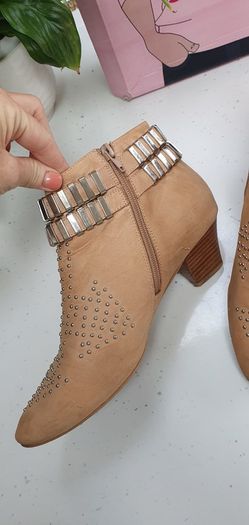 JEFFREY CAMPBELL Benater Nude Leather ankle boots Sz 8UK - Rrp 205 (New)