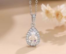 Certified Moissanite Teardrop Pendant Necklace