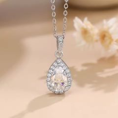Certified Moissanite Teardrop Pendant Necklace